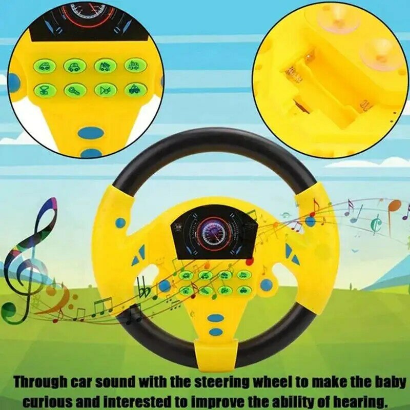 ของเล่น Setir mobil จำลองการขับรถสำหรับเด็กพร้อมไฟและเสียงของเล่นสำหรับเด็กเพื่อการศึกษา