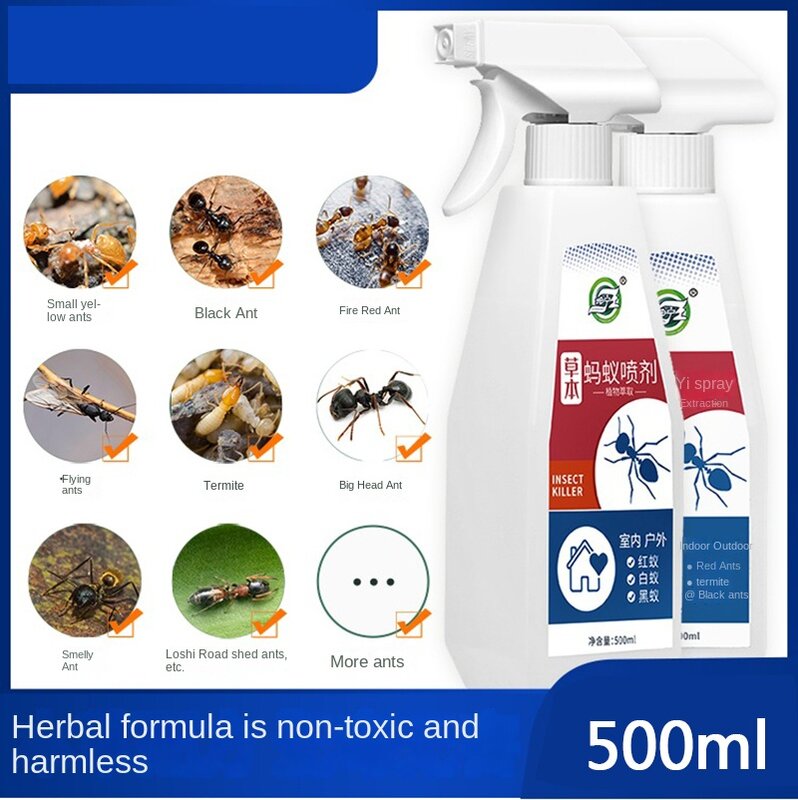 Pulverizador de extracción de hormigas para el hogar, espray pequeño de 500ml, antitermitas, para ahuyentar hormigas en interiores