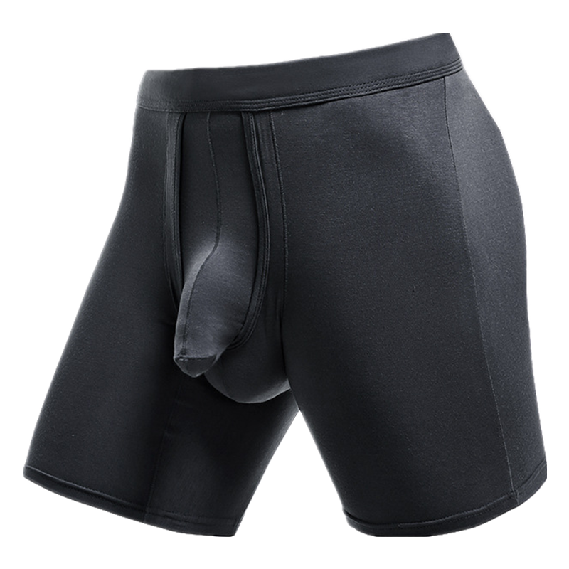 Celana dalam boxer pria, celana dalam Modal padat bernapas kantong peluru belah tengah kaki panjang celana dalam Cueca L-6XL