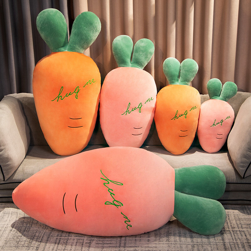 Jouets en peluche dessin animé carotte grande taille 55-110CM, oreiller complet de plantes, poupées de radis Kawaii, coussin de lit pour filles et bébé