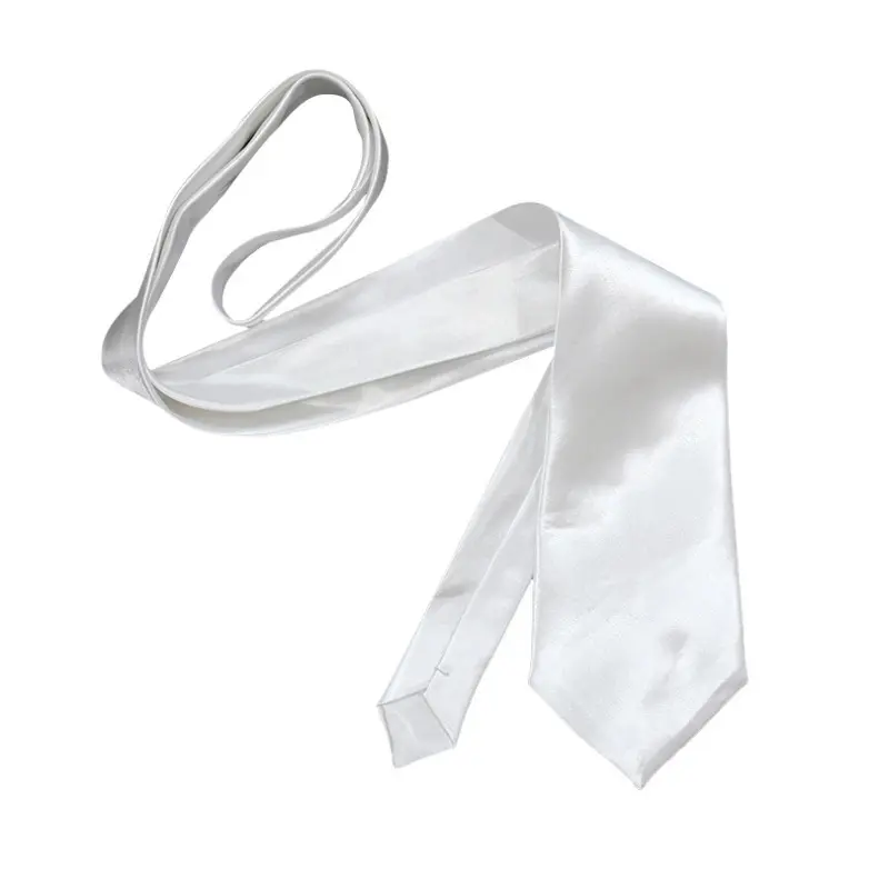 Corbata elástica de Color blanco liso para niños y adultos, corbata de moda con sublimación, para la escuela, niñas, bebés y bodas, con logotipo Diy