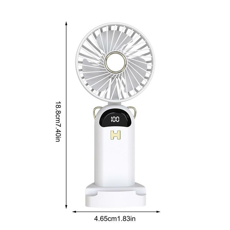 Mini Handheld Fan USB Rechargeable Small Portable Personal Fan 5 Speed Cute Design Powerful Eyelash Fan LED Display Lightweight