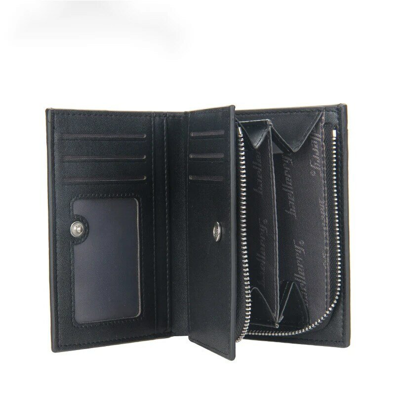 Men wallet PU leather short card holder men purse business buckle zipper male fold wallet