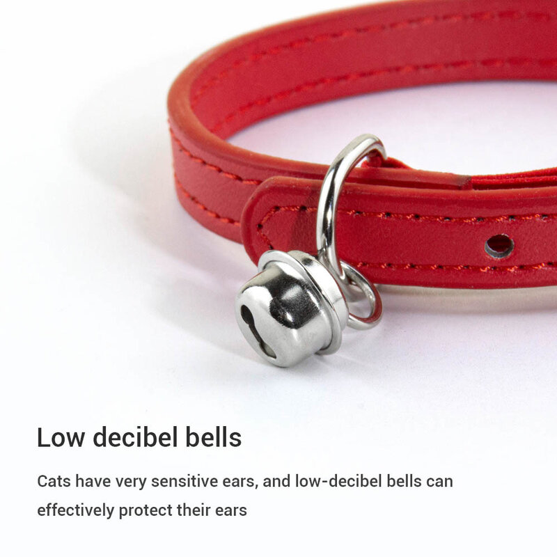 Soft PU Leather Cat Collar With Bell Safety Anti suffocating Collars For Cats Kitten Pet Puppy Necklace Adjustable XS S Red