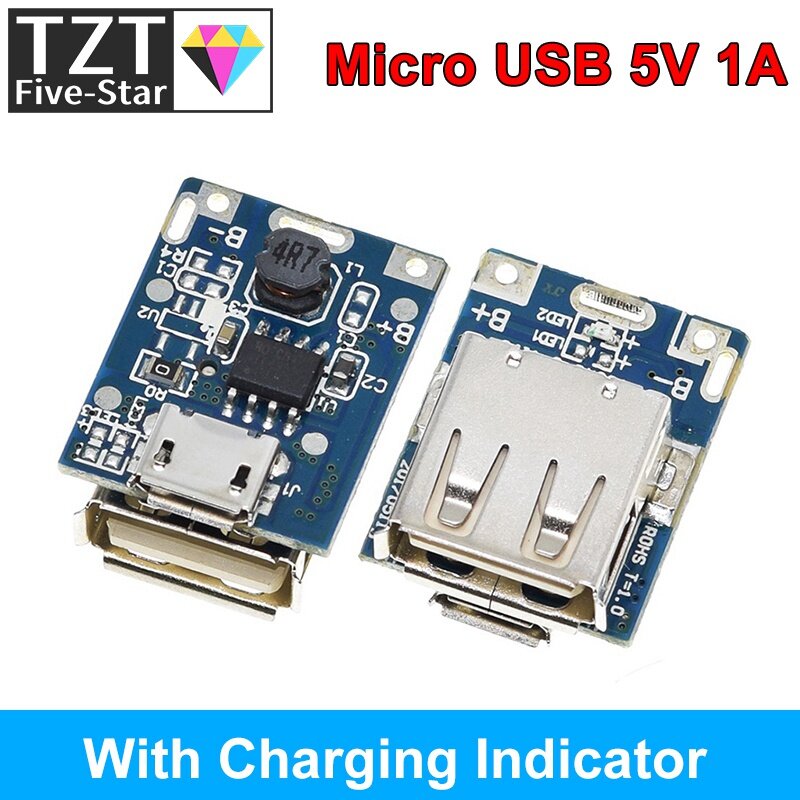 Type-C / Micro USB 5V 1A 2A Boost Converter Step-Up Power Module Mobile Power Bank Accessories With Protection LED Indicator