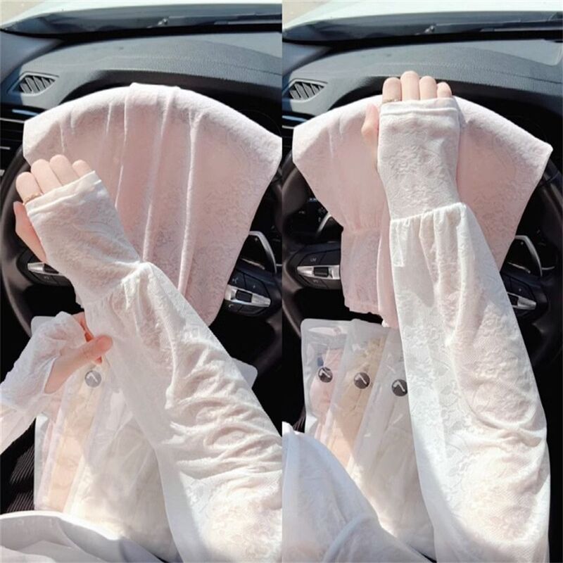 Кружевные солнцезащитные рукава для рук модные тонкие защитные нарукавники от УФ-излучения для женщин