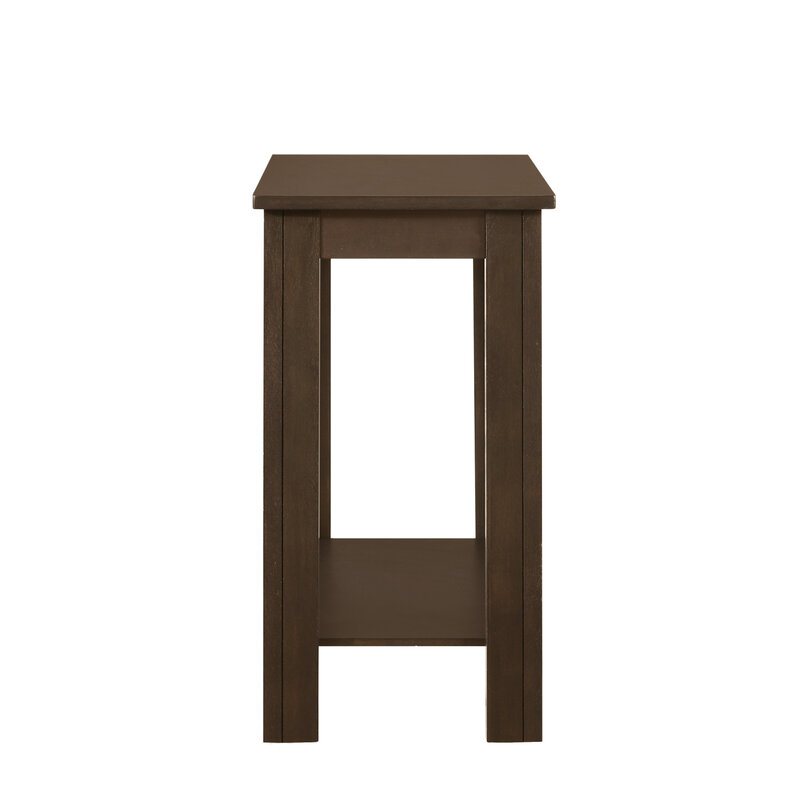 Meja samping arang kayu padat kontemporer dengan rak bawah Terbuka dan bagian atas meja datar-1 buah