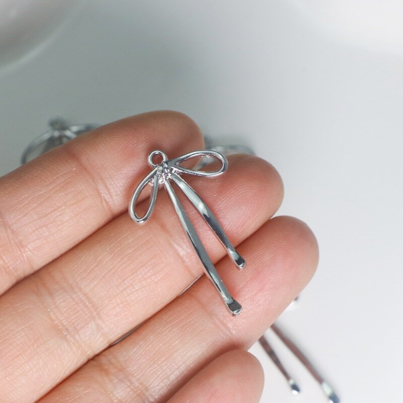 WZNB 10Pcs Geometry Bow Charms ciondolo in lega di farfalla per gioielli fai da te che fanno orecchini fai da te collane accessori per bracciali