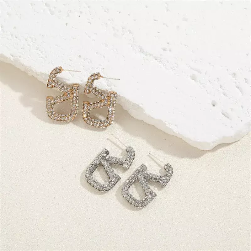 Роскошные серьги в форме буквы с бриллиантами для женщин, серьги-подставки с буквами из сплава для женщин