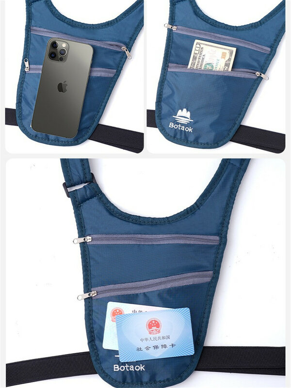 Ultracienka torba na biodra pod pachami na zewnątrz podróżna sportowa torba na ramię, niewidoczna torba na telefon, narzędzia kieszonkowe
