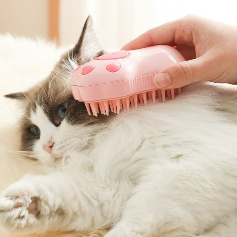 Round-end Pet Brush Rechargeable Pet Massager Bath Brush with Spray Design 3-in-1 Grooming Tool Soft Bristle for Pets
