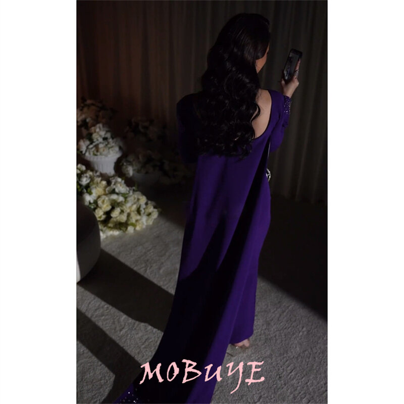MOBUYE-vestido de fiesta con cuello en V para mujer, prenda elegante de manga larga hasta el tobillo, a la moda, Popular, 2024