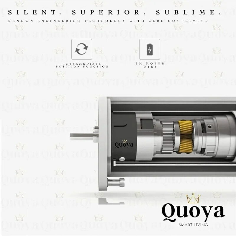 Quoya QL500 Smart Curtains System, with Automated Rail Motorized and Adjustable Tracks/Rod/Pole (up to 5 metres / 196 inches)