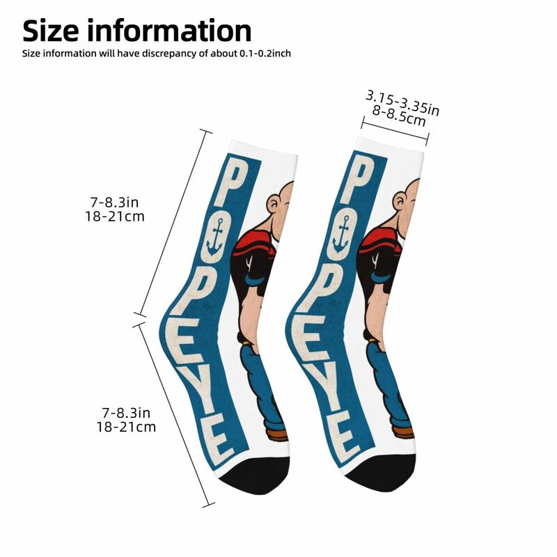 ถุงเท้าของผู้ชายแนวเท่ๆแนวย้อนยุคฮาราจูกุ P-popeye The SAILOR การ์ตูนฮิปฮอปแบบแปลกใหม่ถุงเท้าลูกเรือลำลองพิมพ์ลายของขวัญบ้าๆ