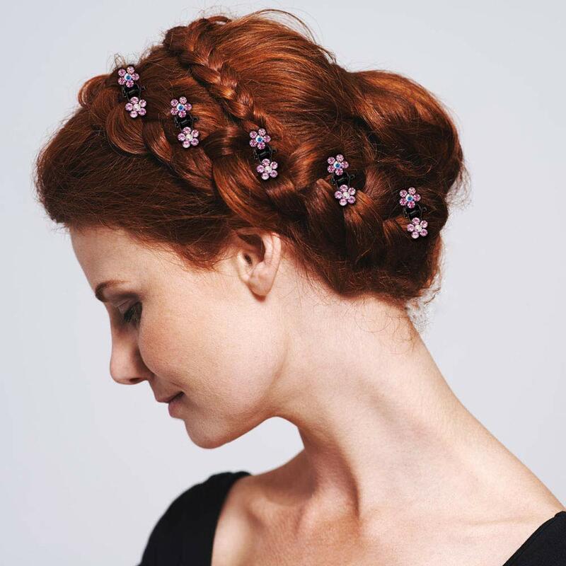 12Pcs/Set Mini Rhinestone Hair Clips No-Slip Grips Hairpins For Women Girl Glitter Metal Clamp Flower Hair Claw Hair Accessories