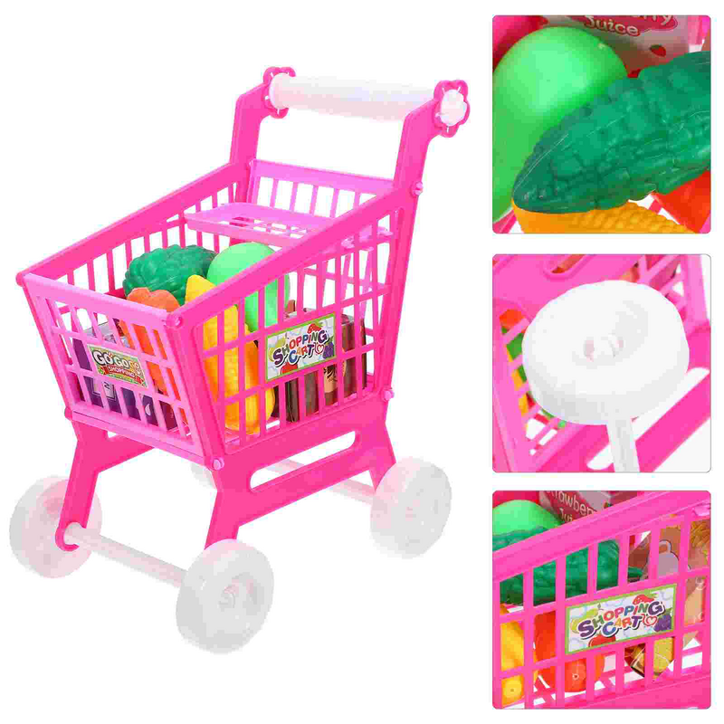 Simulação Carrinho de compras para crianças, Baby Stuff Toys, Storage Rack, Acessórios, Abs, Playing House