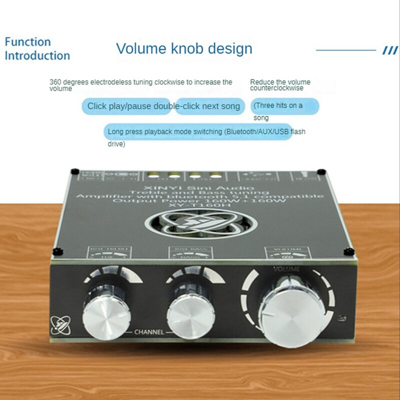 XY-T160H Bluetooth 5.0 Subwoofer Amplificateur Conseil 2.0 Canal Haute Puissance Audio Stéréo TDA7498E Amplificateur Conseil 160W + 160W