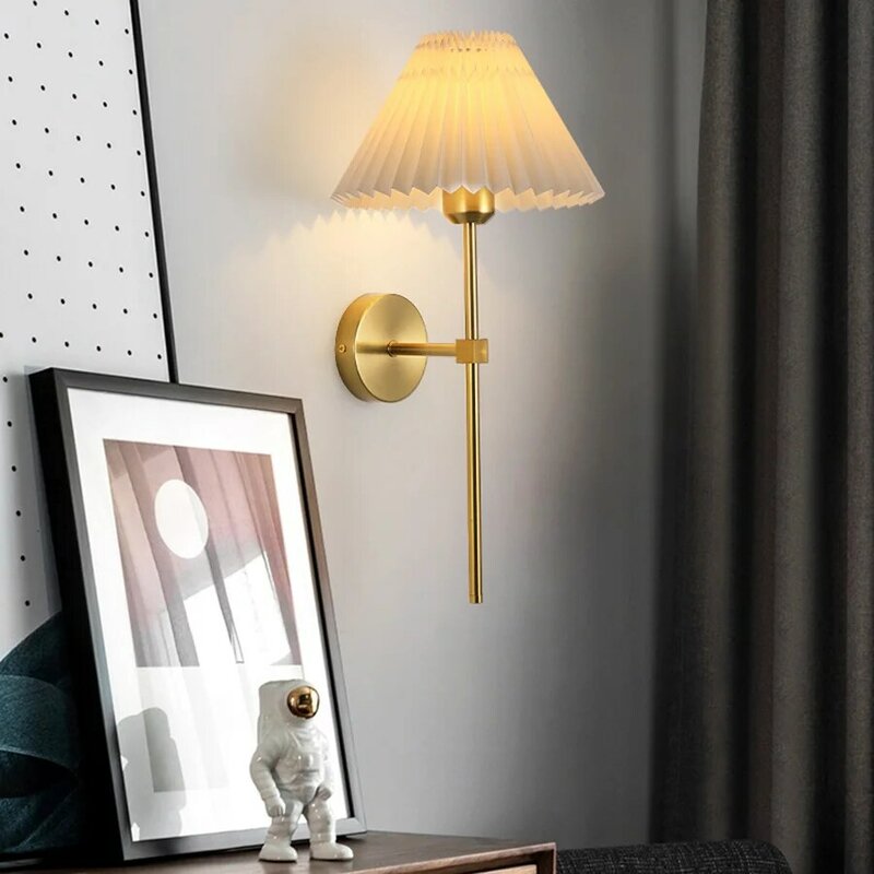 VnnZzo nowoczesna plisowana lampa ścienna Led salon Study Home Decor stojąca lampa Nordic lampka nocna do sypialni oświetlenie wewnętrzne