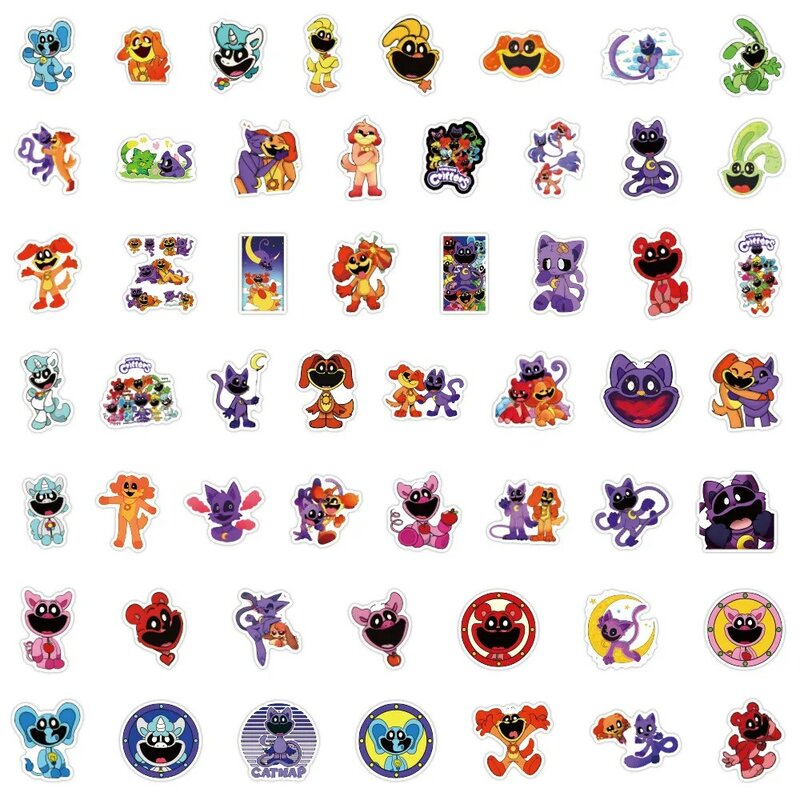 50/110pcs Cartoon Smilling Critter Stickers Game Animal Sticker for Laptop Phone Case Skateboard Wall Diy Decals Kids Toy Gifts