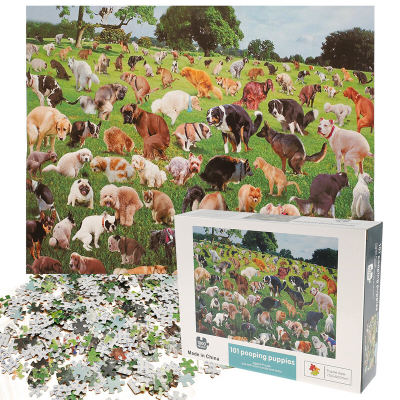1000 Pcs Pooping Dog Puzzle 101 Pooping Puppies  Funny Dog Jigsaw Puzzles Prank Dog Poop Gag Jigsaw Puzzles Jigsaw Prank Puzzle