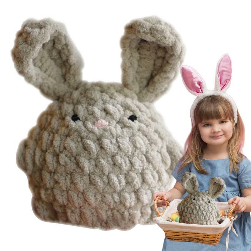 Knitted Plush Bunny Stuffed Animal Toy Lovely Vivid Detail Novelty Soft Cute Handmade Crochet Bunny Plush Christmas Birthday