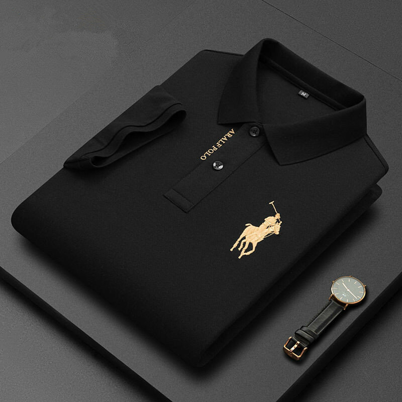 Embroidered Men's Pure Cotton Popsicle Cotton Hot Selling Polo Shirt Summer New Business Casual Breathable Polo Shirt For Men