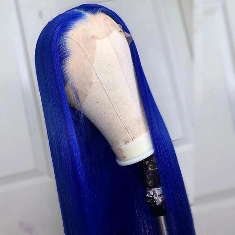 Ombre Blue Colored Human Hair Wigs Straight Lace Front Wig for Women 100% Remy Brazilian Human Hair Wigs 13x4 Lace Frontal Wigs