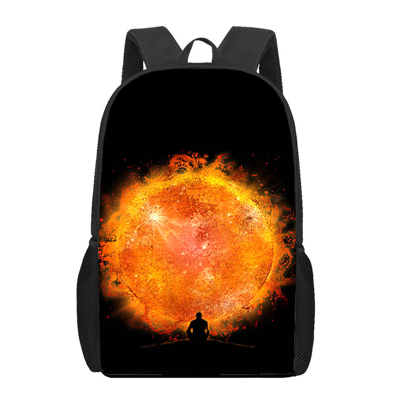 Art Sun Planet impresso saco escolar para homens, jardim de infância mochila para adolescentes meninos e meninas, crianças bookbags, 16"