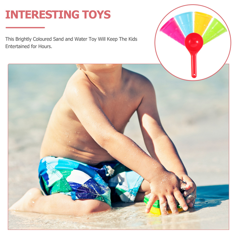 Brinquedos de praia para crianças, copo de sorvete, caixa de areia infantil, para exterior, 5 pcs