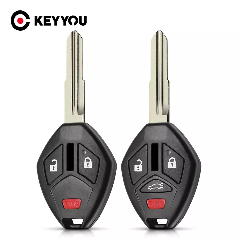 Keyyou-三菱車用のリモートキー交換シェルケース、3または4ボタン