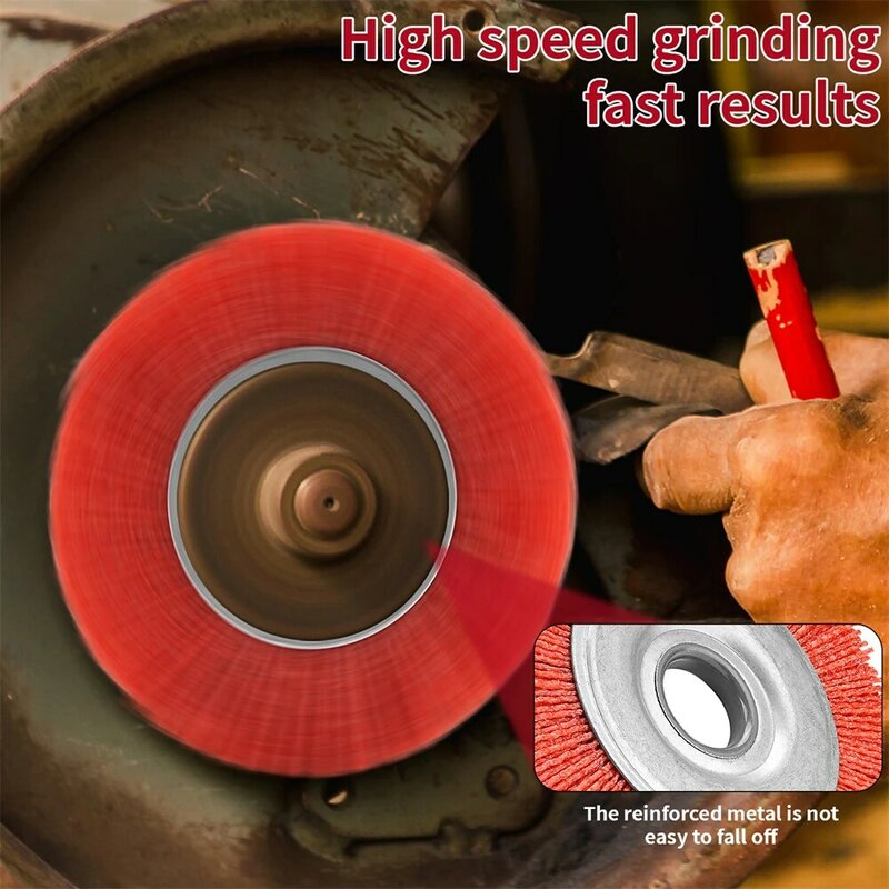 Cepillo de rueda de nailon de 125mm, alambre abrasivo, cepillo de pulido, amoladora de banco para rueda de máquina de corte