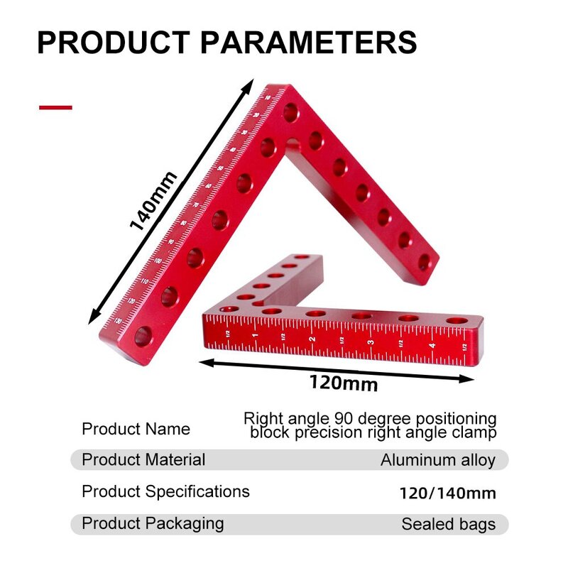 120/140MM 6PCS 90 Degree Right Angle Ruler Positioner Woodworker's Clamp Jigsaw Fixed Photo Frame Aluminum Alloy Fixing Clip