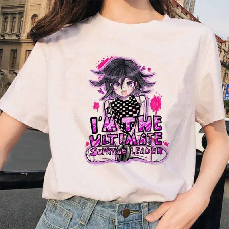 Camisetas engraçadas estampadas de anime masculino, tops de Harajuku, moda de rua alta, casual com gola redonda, manga curta, unissex, verão