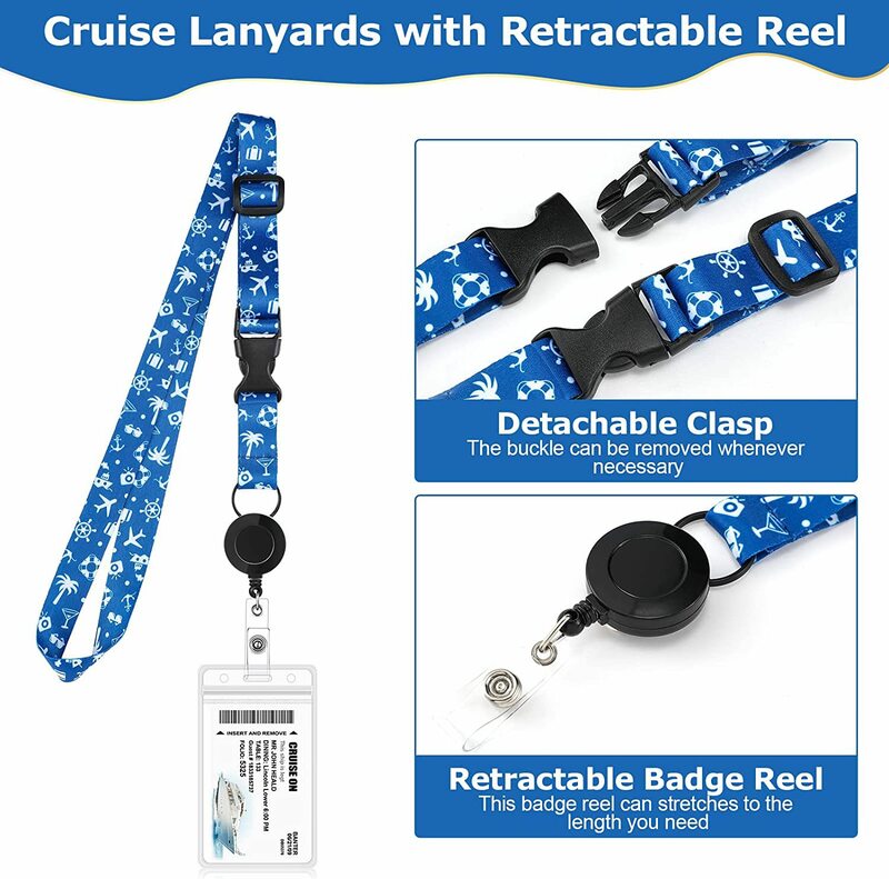 Jesjeliu Cruise Lanyard Met Intrekbare Badge Haspel Visitekaarthouder Nekband Sleutelhanger Hang Touw Pvc Id Badge Houder