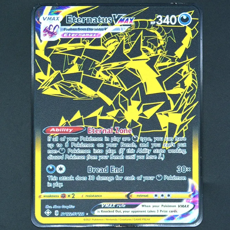 Cartas de Pokémon de 183200 puntos de alta Hp Charizard Pikachu Mewtwo Gold Black English French Metal Cards Vmax Mega GX Game Collection