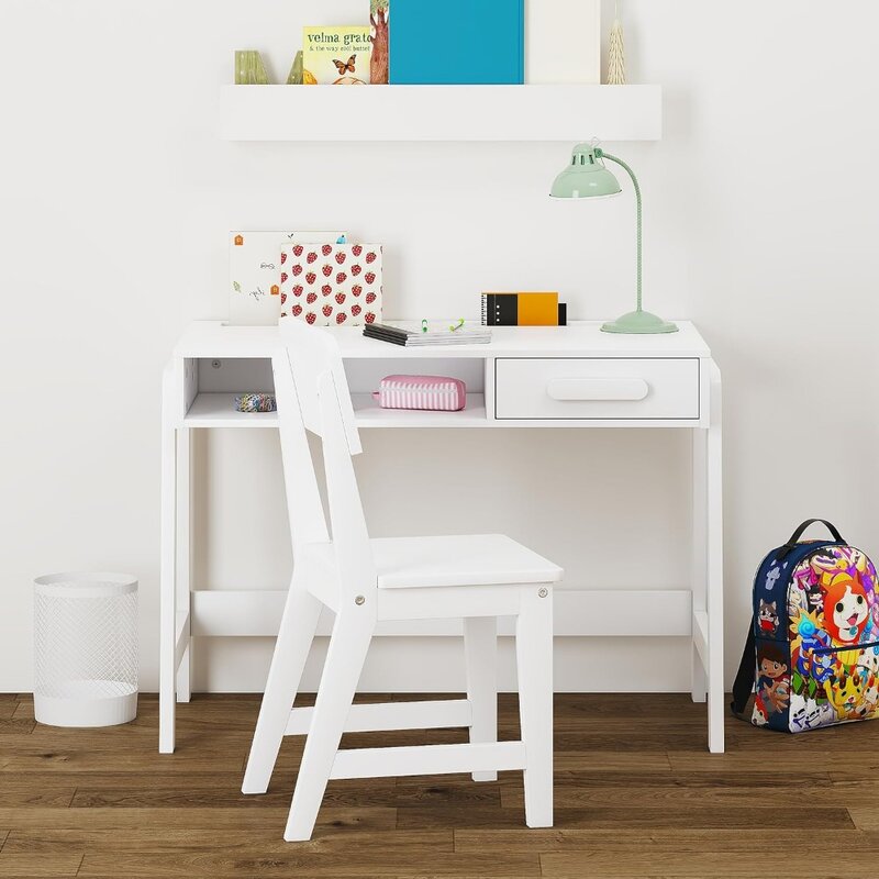 Kids Desk and Chair Set, Study Desk for Kids with Drawers, Wooden Children Study Table, Student Writing Desk Computer