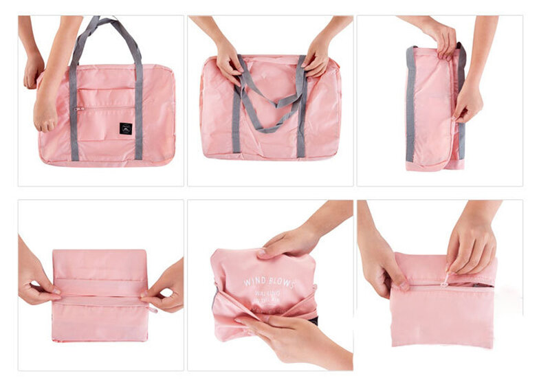 Women Travel Organizer Bag Outdoor Foldable Luggage Bags Large Capacity Storage Accessories Bag Letter Print Zipper Handbag