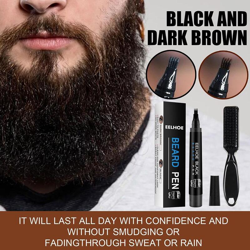 Kit de pluma de llenado de barba para hombres, reparación de bigote facial, forma de bigote, herramienta de reparación de salón de estilismo, relleno de lápiz de oso