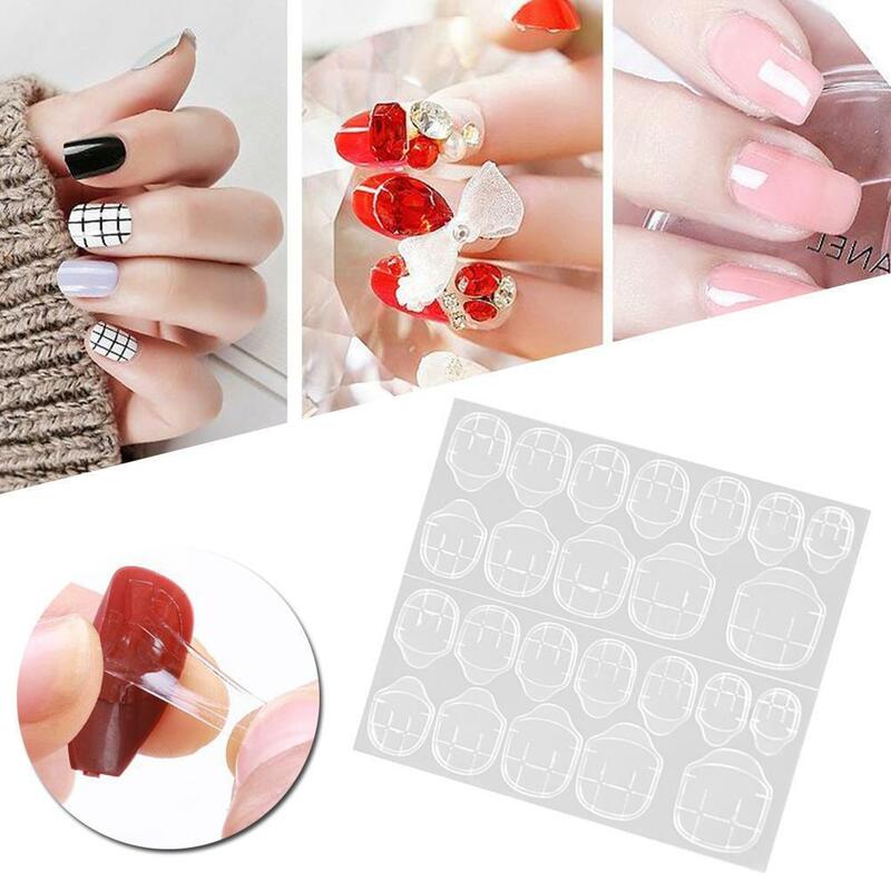 24Pcs Dubbelzijdig Valse Nail Art Plakband Lijm Sticker Diy Tips Fake Nail Acryl Manicure Gel Make-Up Tool