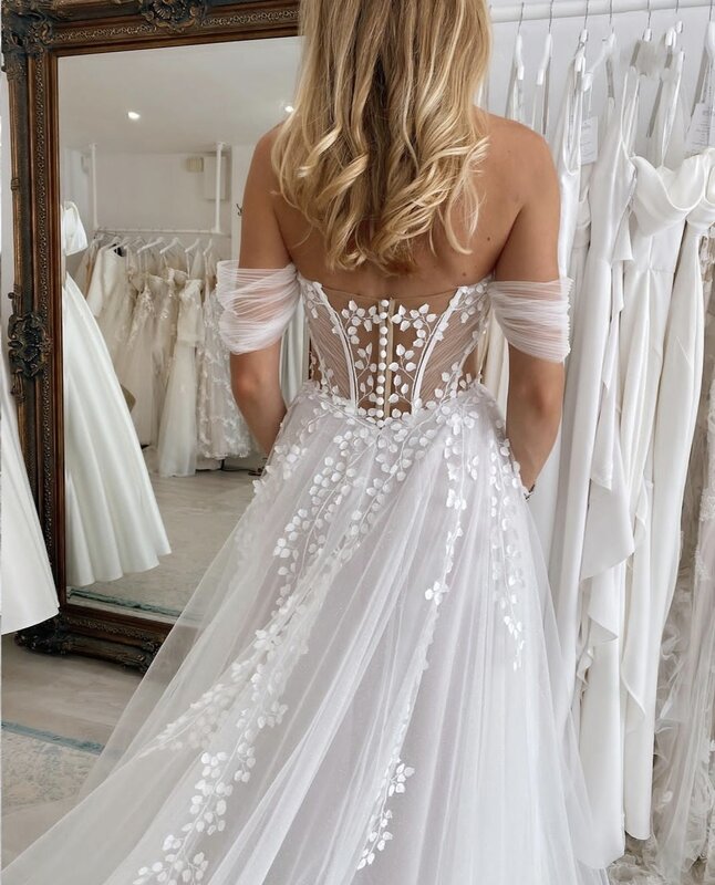 Vestido De Novia For Women Customize To Measure A-Line Lace Appliques Elegant Bridal Gowns Charming Lace Up Back RObe De Mariee