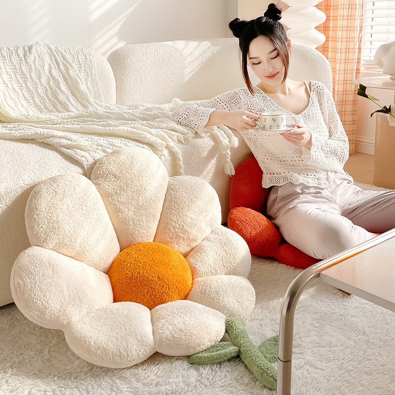 Realistico cuscino di peluche a forma di fiore Kawaii pianta di pezza Plushie cuscino di tiro morbido divano tappetino per auto decorazioni per la casa per ragazze giocattoli regali