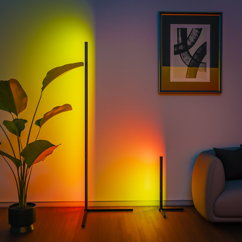 Lámpara de pie inteligente RGB con sincronización de música, luz de ambiente de pie con cambio de 16 millones de colores, con aplicación y Control remoto