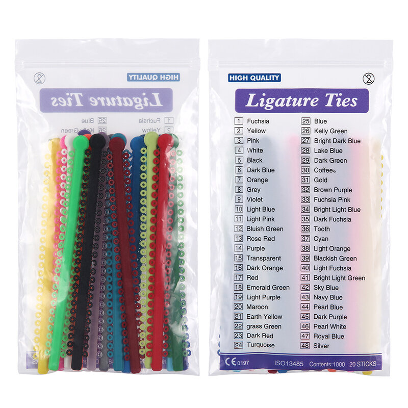Bandas elásticas para ligaduras dentales, soportes elastoméricos para ortodoncia, 23 colores disponibles, 1000 anillos de lazos por paquete