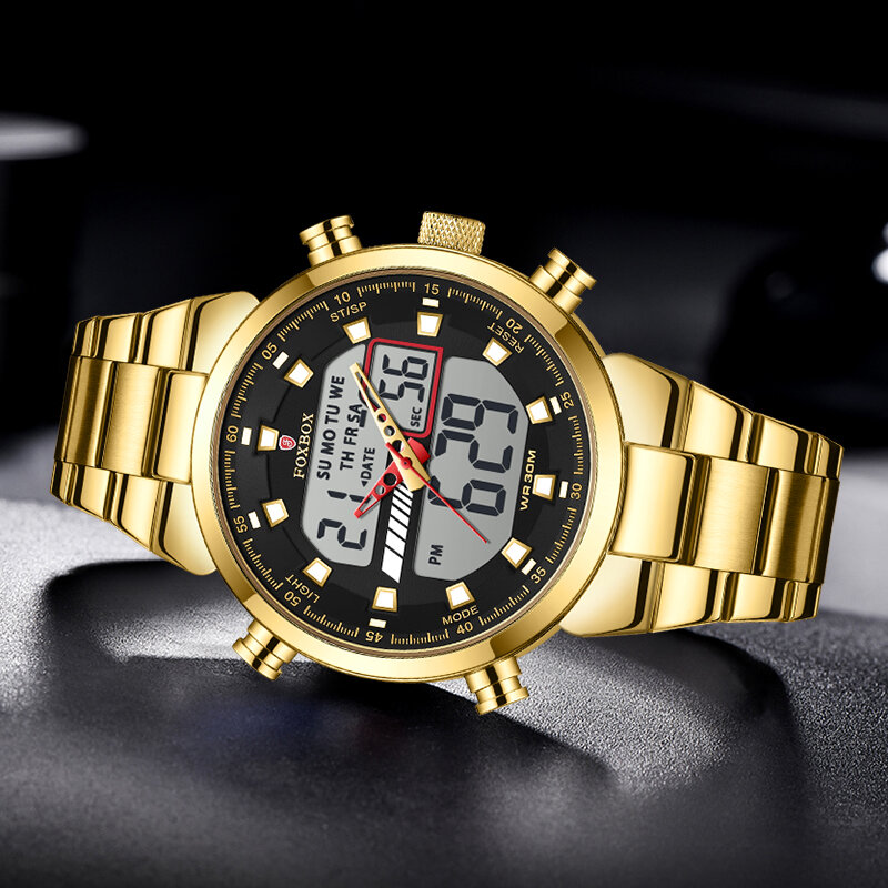 LIGE 패션 남성용 시계 FOXBOX 럭셔리 브랜드 스포츠 시계, 크로노그래프 쿼츠 손목시계, 밀리터리 방수 Montre Homme