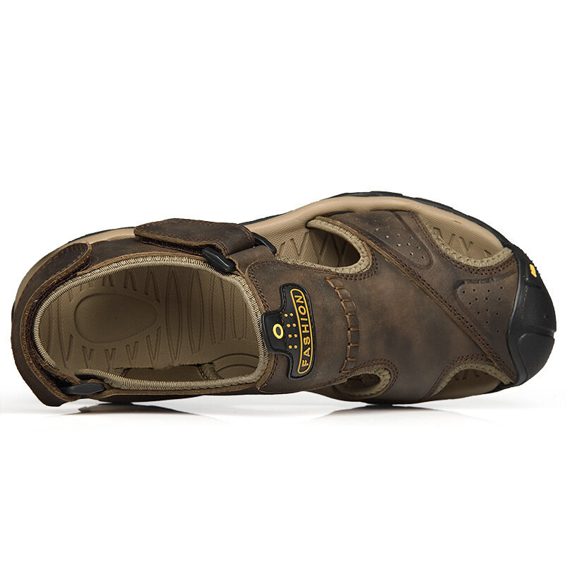 Sandalias romanas de piel auténtica para hombre, zapatos informales de marca, chanclas, zapatillas de verano