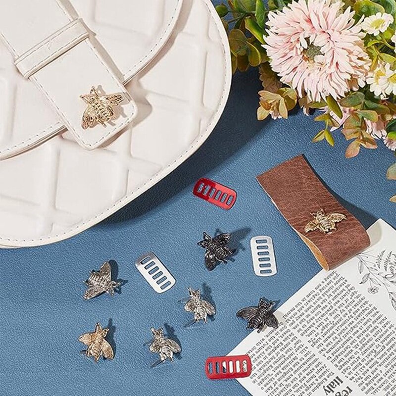 15PCS Decorative Clip Buckles, Retro Bee Decorative Bags Buckle Clips Craft Purses Leather Removable Shoe Buckles Easy To Use B