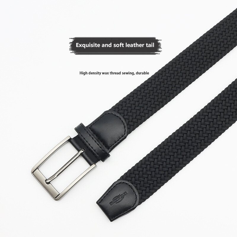 3.4cm Woven Puncture Free Buckle Waist Belt For Fashionable Men Commuting And Office Work High-Quality Waistless Soft Waist Belt