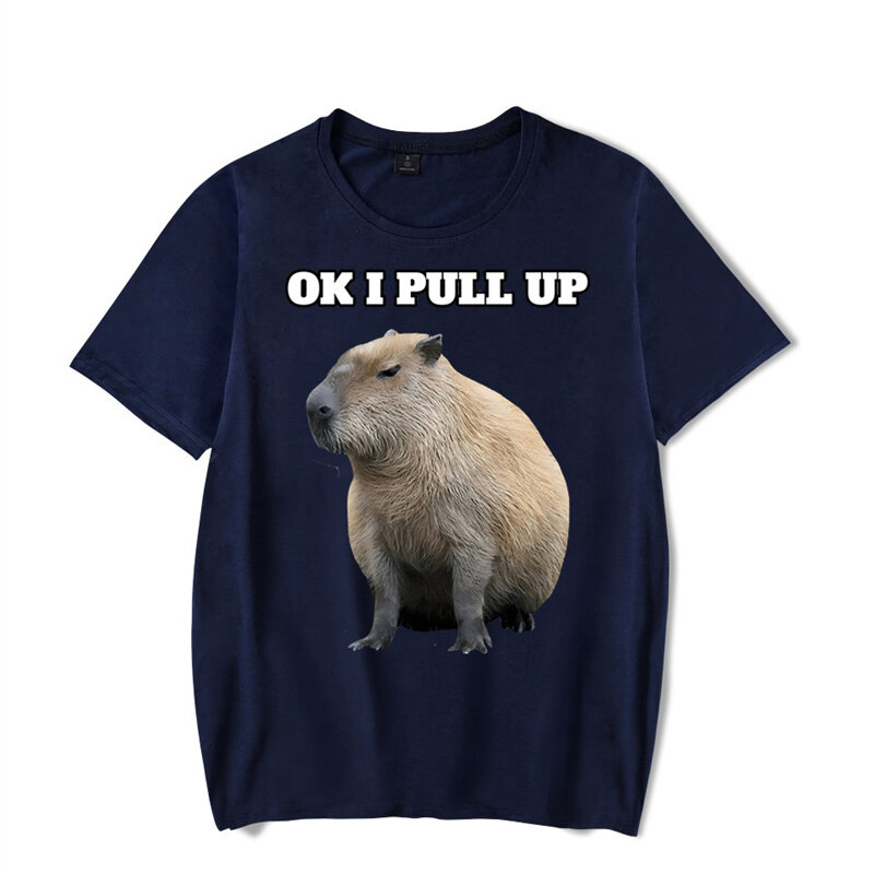 Ok引っ張っアップcapybaras capybaraプリントメンズ特大tシャツヒップホップストリート綿面白いtシャツ男性グラフィックtシャツ