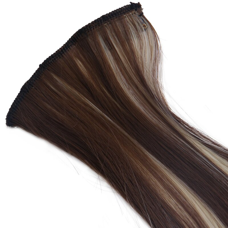 Vrouwen Menselijk Haar Clip In Hair Extensions 7 Stuks 70G 20Inch Kameel-Bruin + Goud-Bruin