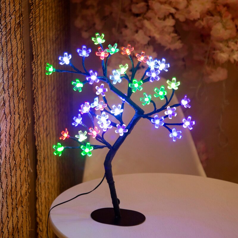 Lampe de bonsaï de fleurs artificielles brittop éclairées par USB, aucun arbre de fleur de fleur, cadeaux pour la décoration intérieure, 40LED, 17 po, 62